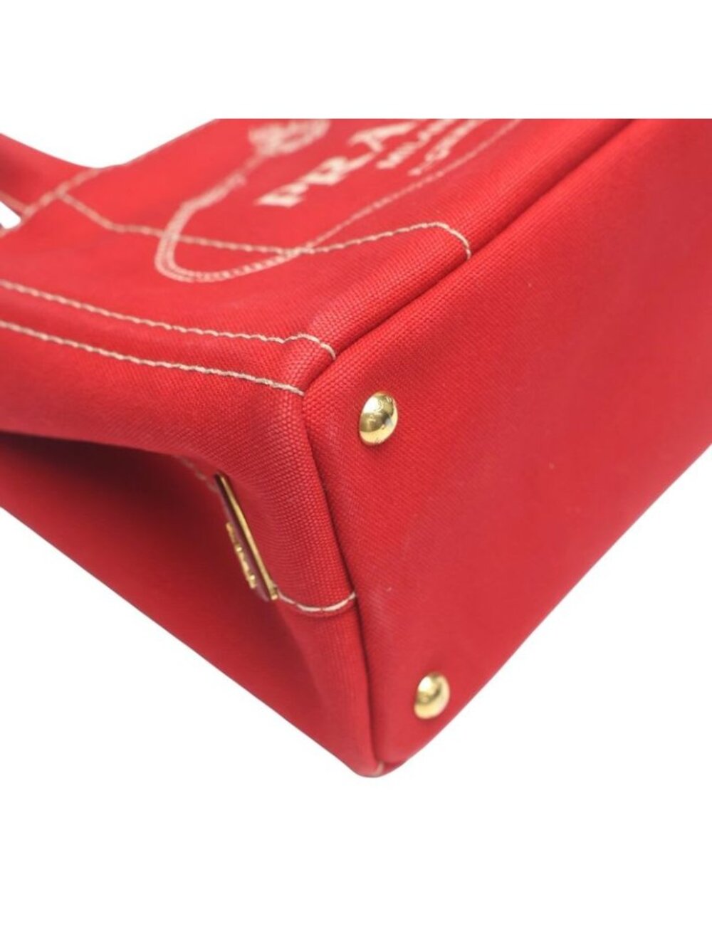 Prada 1 Bg439 Canvas Tote Bag Canapa Mini Red - Picture 7 of 10